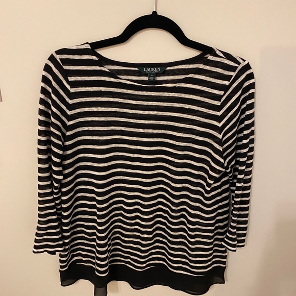 Ralph Lauren top with 3/4 length sleeves linen like material size small - Picture 1 of 3